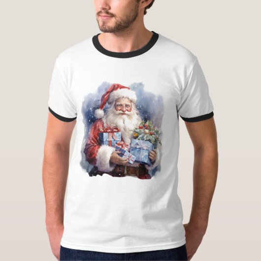 Santa Claus holding gifts T-shirt (Voorkant)