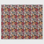 Santa Claus Holding Goldendoodle Christmas Art Cadeaupapier (Vlak)