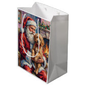 Santa Claus Holding Goldendoodle Christmas Art Medium Cadeauzakje (Achterkant Gekanteld)