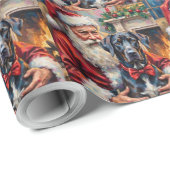 Santa Claus Holding Great Dane Christmas Art Cadeaupapier (Rol Hoek)