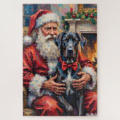 Santa Claus Holding Great Dane Christmas Art Legpuzzel (Verticaal)