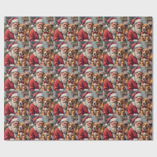 Santa Claus Holding Greater Swiss Mountain Art Cadeaupapier (Vlak)