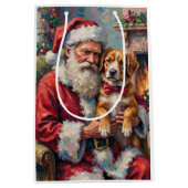 Santa Claus Holding Greater Swiss Mountain Art Medium Cadeauzakje (Voorkant)