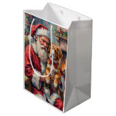 Santa Claus Holding Greater Swiss Mountain Art Medium Cadeauzakje (Achterkant Gekanteld)