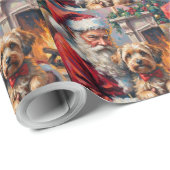 Santa Claus Holding Havanese Christmas Art Cadeaupapier (Rol Hoek)