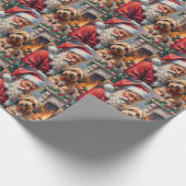 Santa Claus Holding Havanese Christmas Art Cadeaupapier (Hoek)