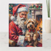 Santa Claus Holding Havanese Christmas Art Kaart (Voorkant)