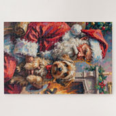 Santa Claus Holding Havanese Christmas Art Legpuzzel (Horizontaal)