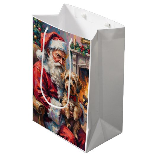Santa Claus Holding Havanese Christmas Art Medium Cadeauzakje (Voorkant Gekanteld)