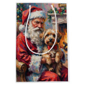 Santa Claus Holding Havanese Christmas Art Medium Cadeauzakje (Voorkant)