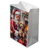 Santa Claus Holding Havanese Christmas Art Medium Cadeauzakje (Achterkant Gekanteld)