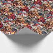 Santa Claus Holding Irish Red Setter Christmas Art Cadeaupapier (Hoek)