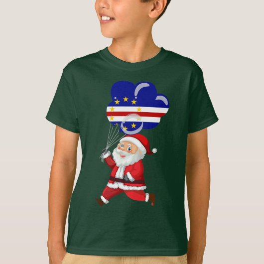 Santa Claus Holding Kaapverdische vlag T-shirt (Voorkant)