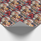 Santa Claus Holding Labrador Christmas Art Cadeaupapier (Hoek)