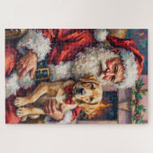 Santa Claus Holding Labrador Christmas Art Legpuzzel (Horizontaal)