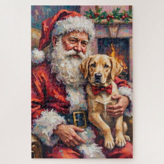 Santa Claus Holding Labrador Christmas Art Legpuzzel (Verticaal)