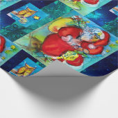 SANTA CLAUS HOLDING LANTERN, CHRISTMAS NIGHT OWLS CADEAUPAPIER (Hoek)