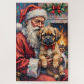 Santa Claus Holding Lhasa Apso Christmas Art Legpuzzel (Verticaal)