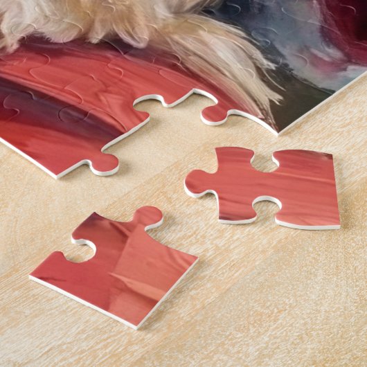 Santa Claus Holding Maltese Christmas Art Legpuzzel (Zijkant)