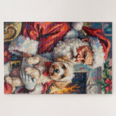 Santa Claus Holding Maltese Christmas Art Legpuzzel (Horizontaal)