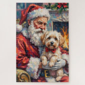 Santa Claus Holding Maltese Christmas Art Legpuzzel (Verticaal)