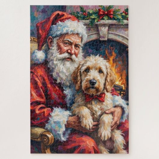 Santa Claus Holding Old English Sheepdog Christmas Legpuzzel (Verticaal)