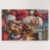 Santa Claus Holding Otterhound Christmas Art Legpuzzel (Horizontaal)