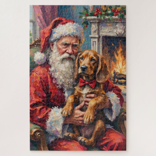 Santa Claus Holding Otterhound Christmas Art Legpuzzel (Verticaal)