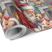 Santa Claus Holding Papillon Christmas Art Cadeaupapier (Rol Hoek)