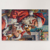 Santa Claus Holding Papillon Christmas Art Legpuzzel (Horizontaal)