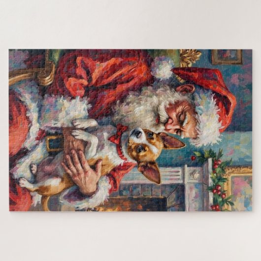 Santa Claus Holding Papillon Christmas Art Legpuzzel (Horizontaal)