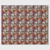 Santa Claus Holding Pekingese Christmas Art Cadeaupapier (Vlak)