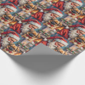 Santa Claus Holding Pekingese Christmas Art Cadeaupapier (Hoek)