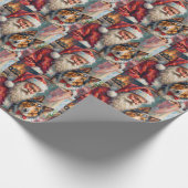 Santa Claus Holding Rough Collie Christmas Art Cadeaupapier (Hoek)