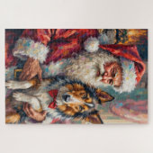 Santa Claus Holding Rough Collie Christmas Art Legpuzzel (Horizontaal)