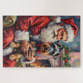 Santa Claus Holding Schnauzer Christmas Art Legpuzzel (Horizontaal)