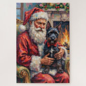 Santa Claus Holding Scottish Terrier Christmas Art Legpuzzel (Verticaal)