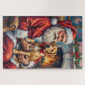 Santa Claus Holding Shar Pei Christmas Art Legpuzzel (Horizontaal)