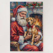 Santa Claus Holding Shar Pei Christmas Art Legpuzzel (Verticaal)
