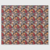 Santa Claus Holding Siamese Cat Christmas Art Cadeaupapier (Vlak)