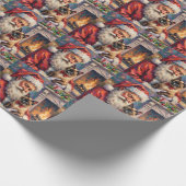 Santa Claus Holding Siamese Cat Christmas Art Cadeaupapier (Hoek)