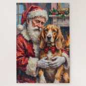 Santa Claus Holding Silken Windhound Christmas Art Legpuzzel (Verticaal)