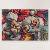 Santa Claus Holding Skye Terrier Christmas Art Legpuzzel (Horizontaal)