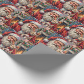 Santa Claus Holding Sphynx Cat Christmas Art Cadeaupapier (Hoek)