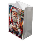 Santa Claus Holding Sphynx Cat Christmas Art Medium Cadeauzakje (Achterkant Gekanteld)