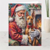 Santa Claus Holding Thai Ridgeback Christmas Art Kaart (Voorkant)