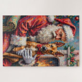 Santa Claus Holding Thai Ridgeback Christmas Art Legpuzzel (Horizontaal)