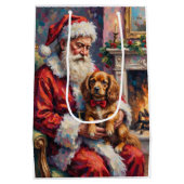 Santa Claus Holding Tibetan Spaniel Christmas Art Medium Cadeauzakje (Achterkant)
