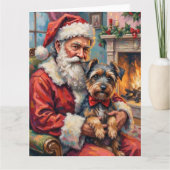 Santa Claus Holding Tibetan Terrier Christmas Art Kaart (Voorkant)