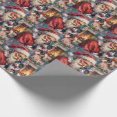 Santa Claus Holding Tuxedo Cat Christmas Art Cadeaupapier (Hoek)